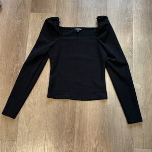 NWOT Express Square Neck Black Top, Size XXS